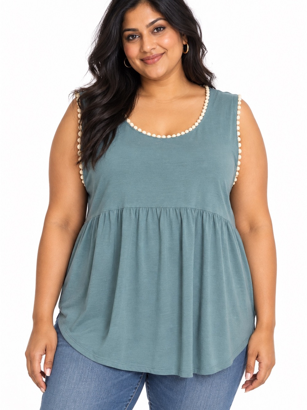 Zenana Sage Green Babydoll Tank Top – Women’s 1X